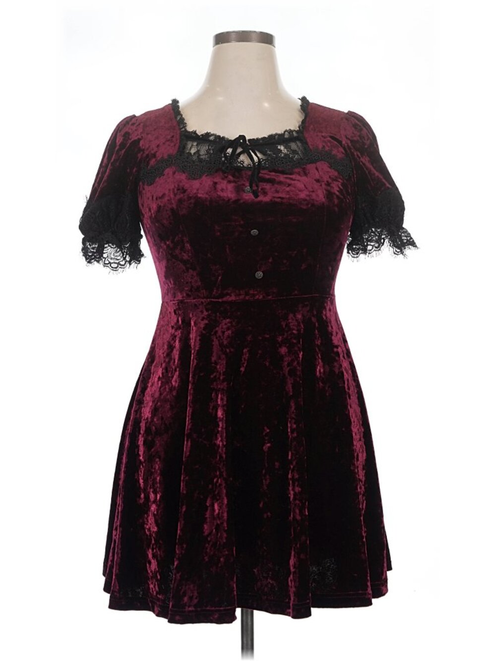 DARK IN LOVE Nightingale's Rose goth whimsigoth burgundy wine velvet dress - Picture 6 of 10
